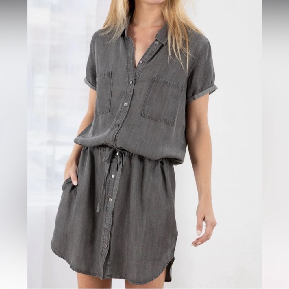Lovestitch Gray Button-Up Shirt Dress size S